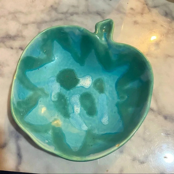 DRYDEN Ovenware Large APPLE Baking Dish Ozark Frontier Blue & Green Dish Vintage - Picture 1 of 7